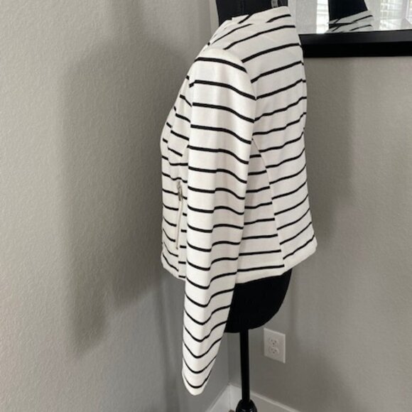 NWT Bagatelle Aysmmetrical Draped Lapel Striped Knit Moto Jacket PM - Picture 9 of 16